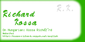 richard kossa business card